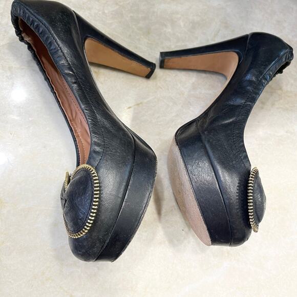 SEE BY Chloe black leather zipper pumps Sz 39/9 - Picture 5 of 10